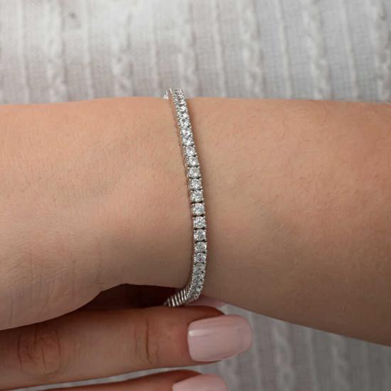 Silver 3.5 mm White Stone Waterway Women’s Bracelet