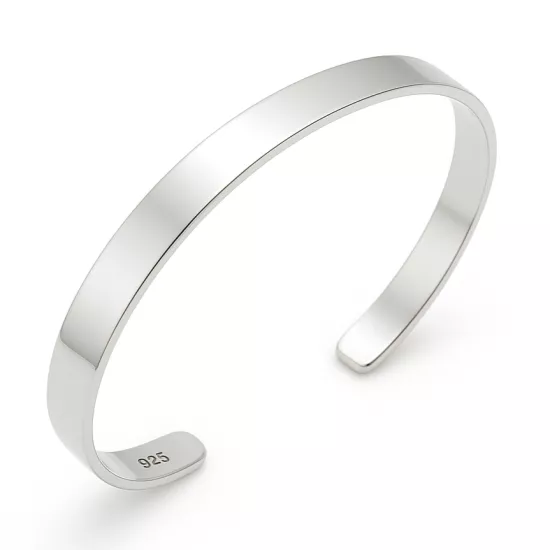 Gümüş Düz Erkek Kelepçe Bilezik