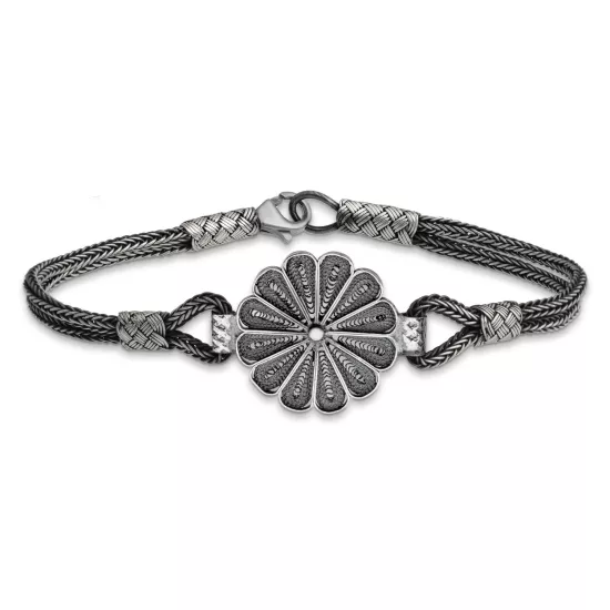 Gümüş Oksitli Papatya Kazaziye Bileklik