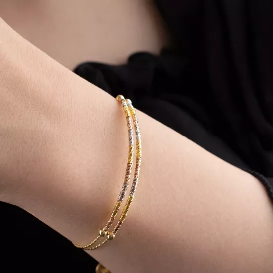 925 Sterling Silver Tri-Color Dorika Bracelet