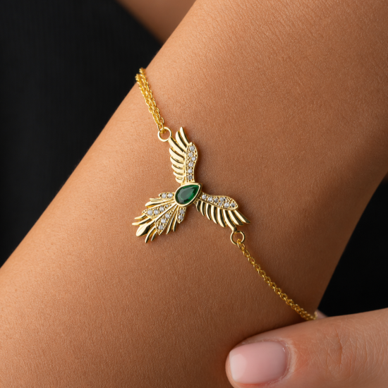 925 Sterling Silver Gold Phoenix Bracelet