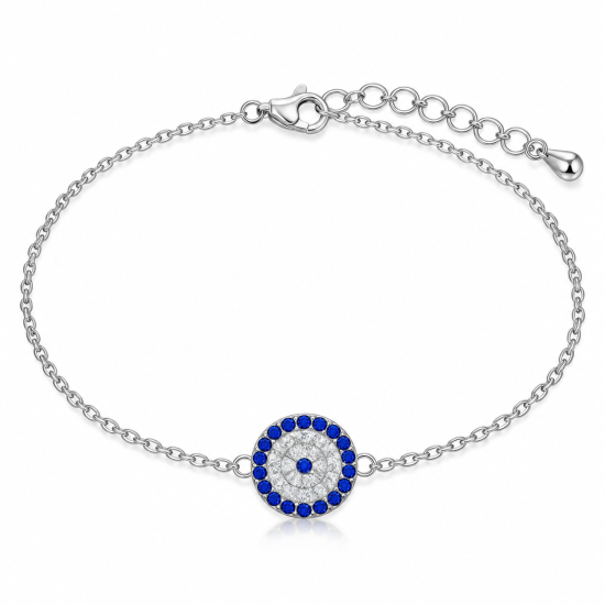 Gümüş Minimal Nazar Kadın Bileklik