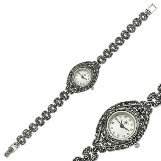 Silver Watch with Marcasite Stone