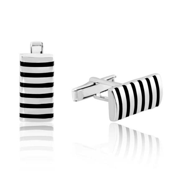 Silver Striped Cufflinks