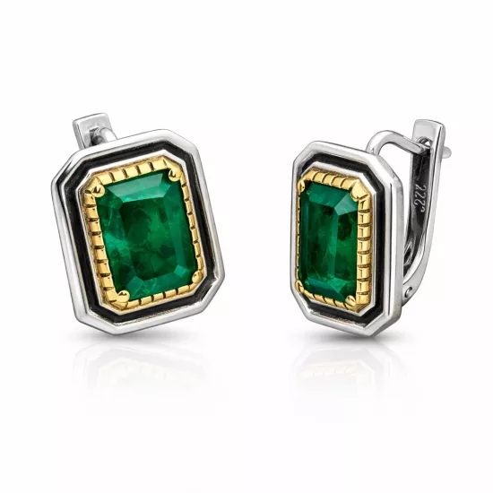 Gümüş Yeşil Taşlı Otantik Kadın Küpe