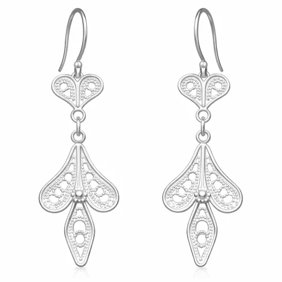 Sterling Silver 925 Leaf Filigree Earring
