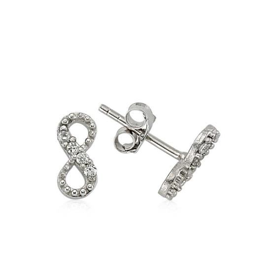 Silver Studded Infinity Earrings