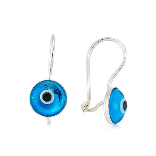 Silver Dangle Evil Eye Earrings