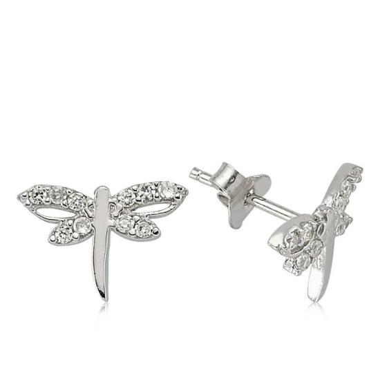 Silver Dragonfly Stud Earrings