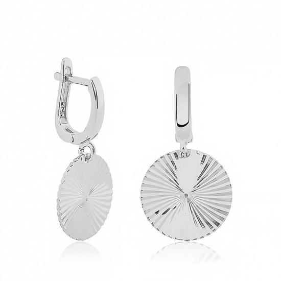 Silver Patterned Rhodium Sequin Earrings