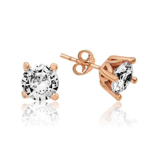 Silver Rose Single Stone Earrings