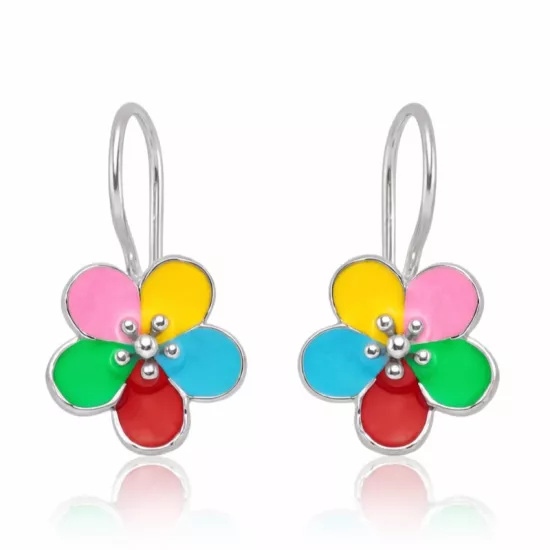 Gümüş Sallantılı Çiçek Çocuk Küpesi