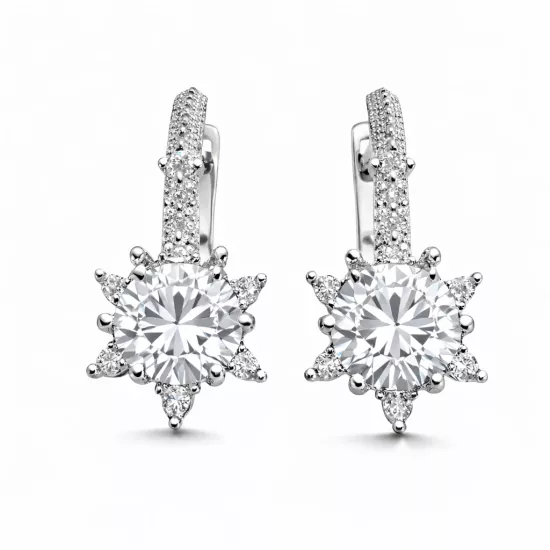 ​Gümüş Çiçek Desenli Kadın Küpe