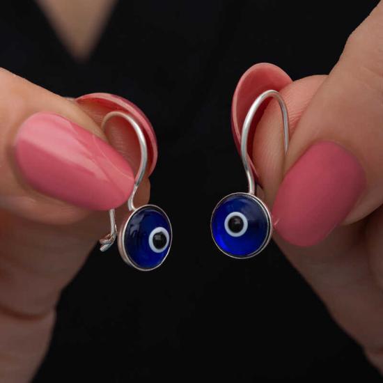 Silver Dangling Evil Eye Women’s Earrings
