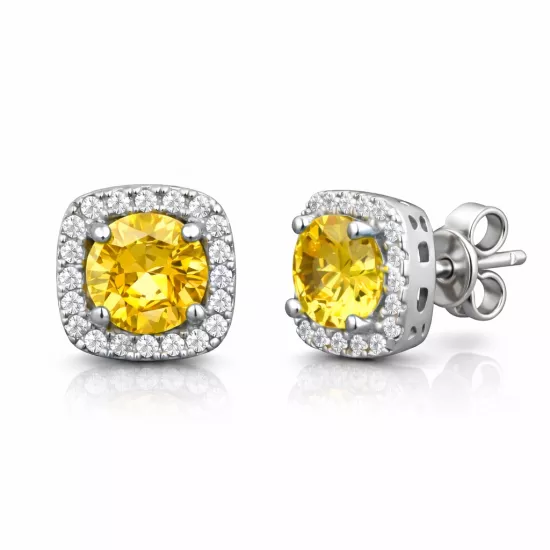 Gümüş Sarı Baget Taşlı Çivili Kadın Küpe