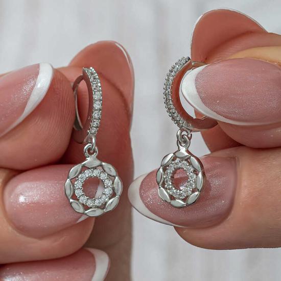 Silver Dangle Hoop Women’s Earrings