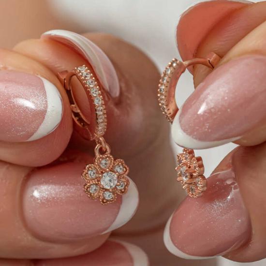 Silver Dangle Rose Minimal Flower Women’s Earrings