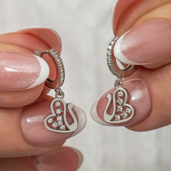 Silver Dangling Swan Women’s Earrings