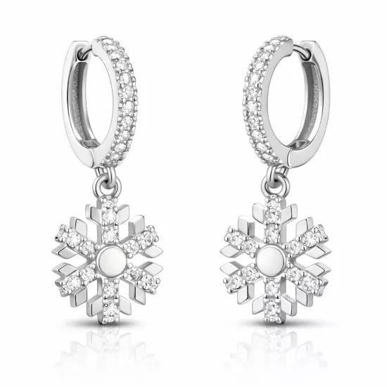 Silver Dangle Snowflake Women’s Earrings