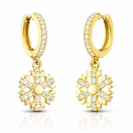 Silver Dangle Gold Snowflake Women’s Earrings