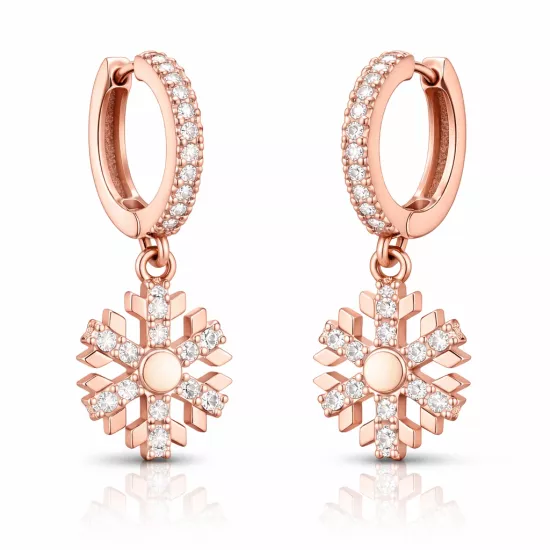Silver Dangle Rose Snowflake Women’s Earrings
