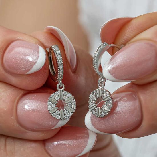 Silver Geometric Patterned Women’s Earrings