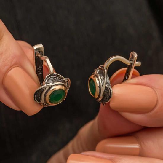 Silver Flower Patterned Authentic Women’s Earrings