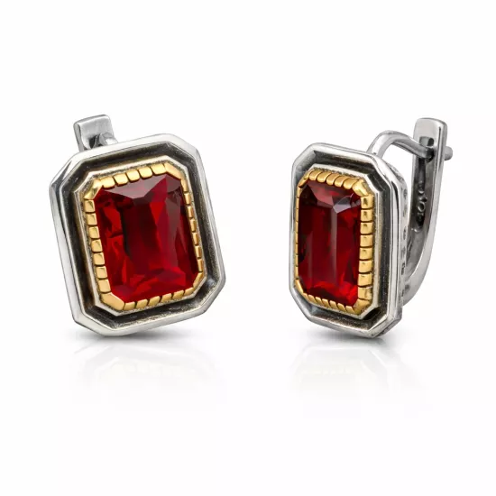 Authentic Silver Ruby Stone Women’s Earrings