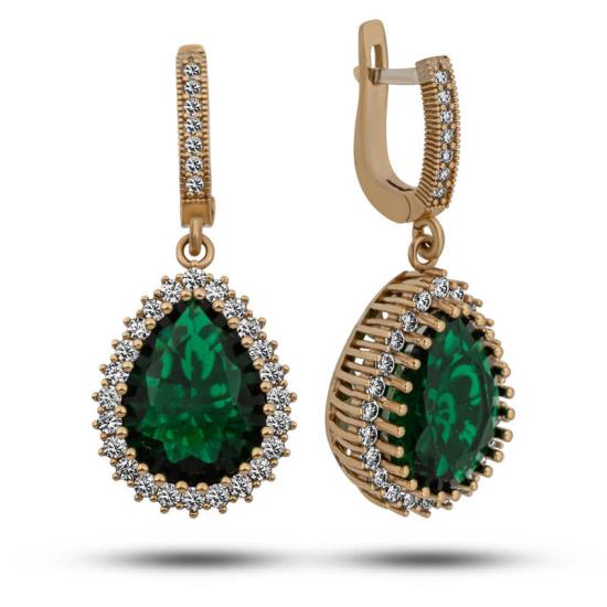 Silver Emerald Stone Hurrem Women’s Earrings