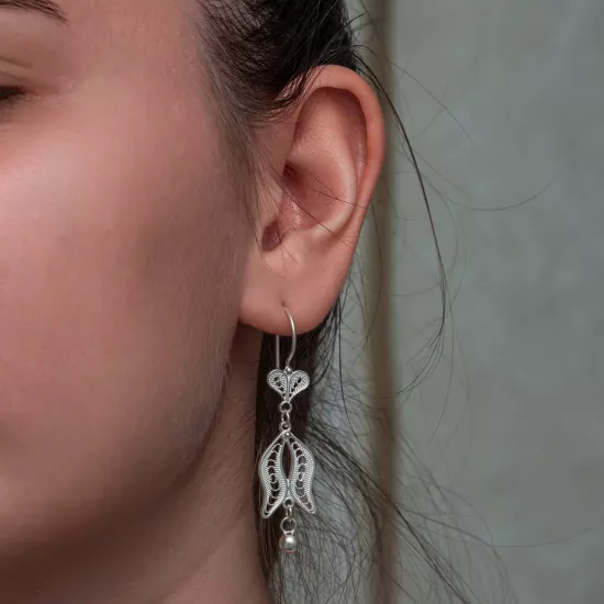 Sterling Silver 925 Tulip Filigree Women’s Earring