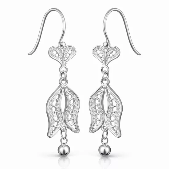 Sterling Silver 925 Tulip Filigree Women’s Earring