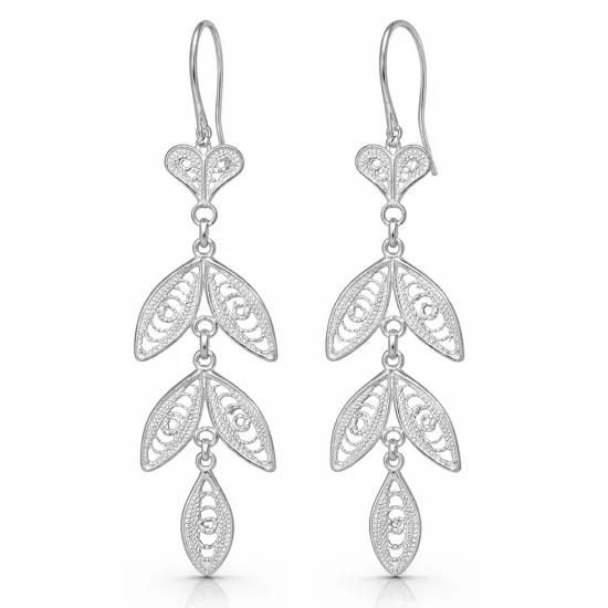 Sterling Silver 925 Leaf Filigree Women’s Earring