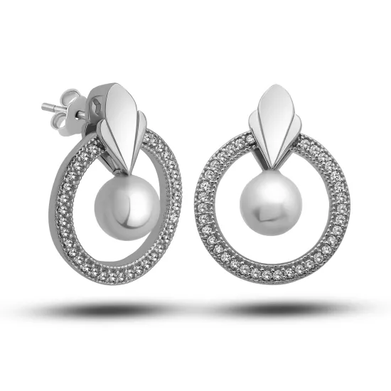 Sterling Silver 925 Pearl Hoop Earring