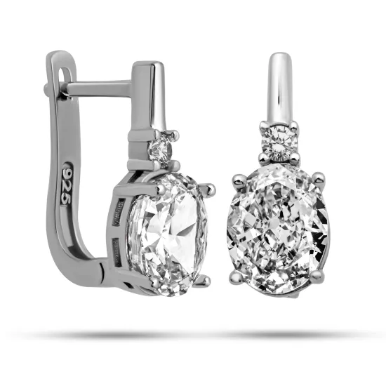 Sterling Silver 925 Ice Cut Oval Sparkle Earring