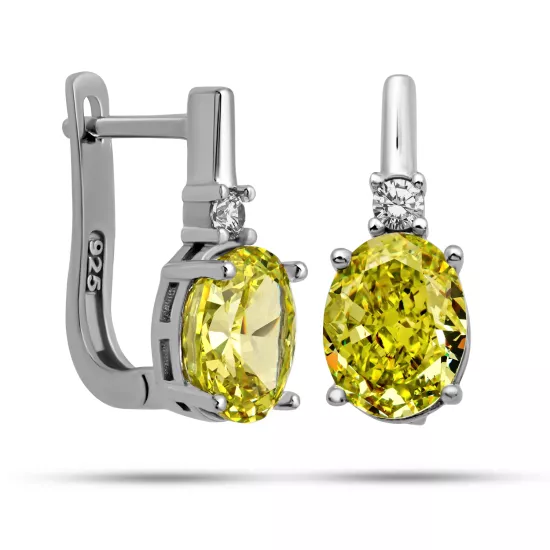 Sterling Silver 925 Ice Cut Yellow Zircon Earring