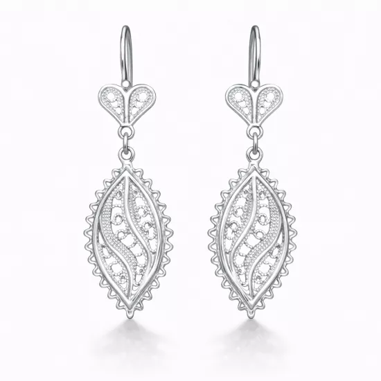 Sterling Silver 925 Leaf Filigree Earring