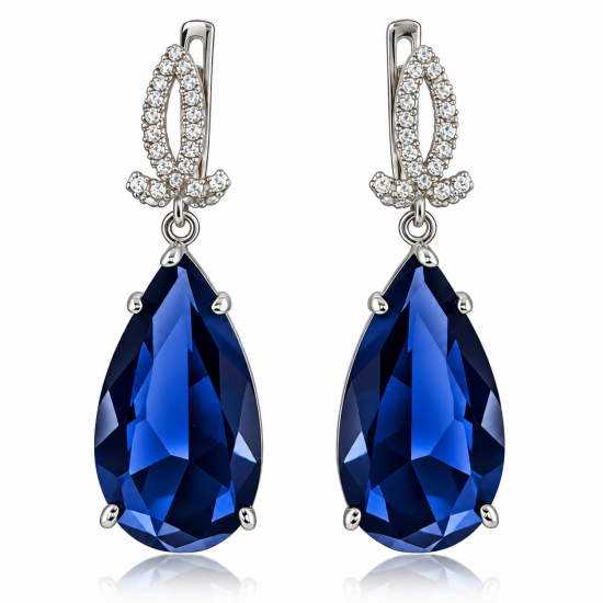 925 Sterling Silver Navy Blue Drop Earrings