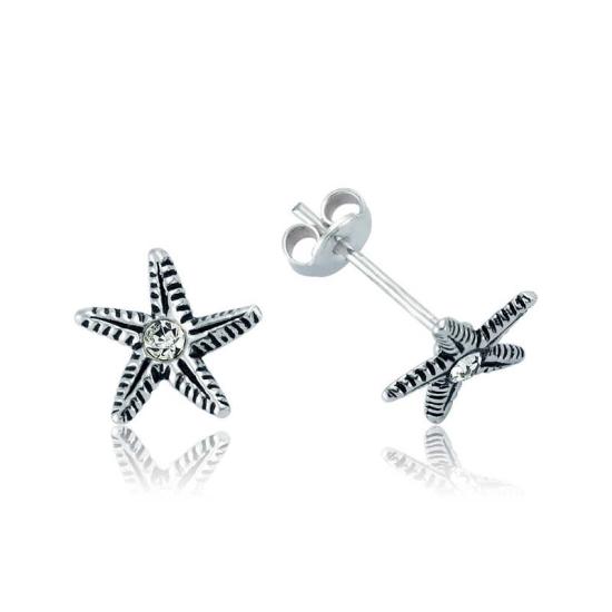 Silver Starfish Stud Earrings