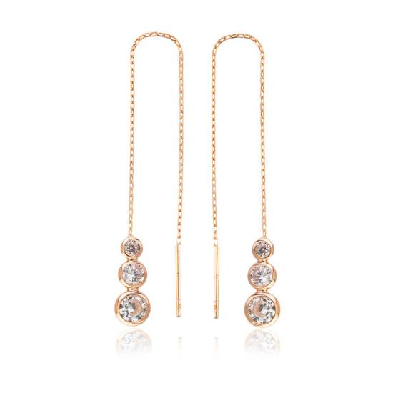 Gümüş Beyaz Taşlı Zincirli Küpe