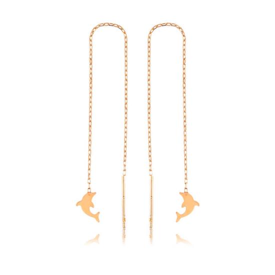 Gümüş Zincirli Yunus Balığı Küpe