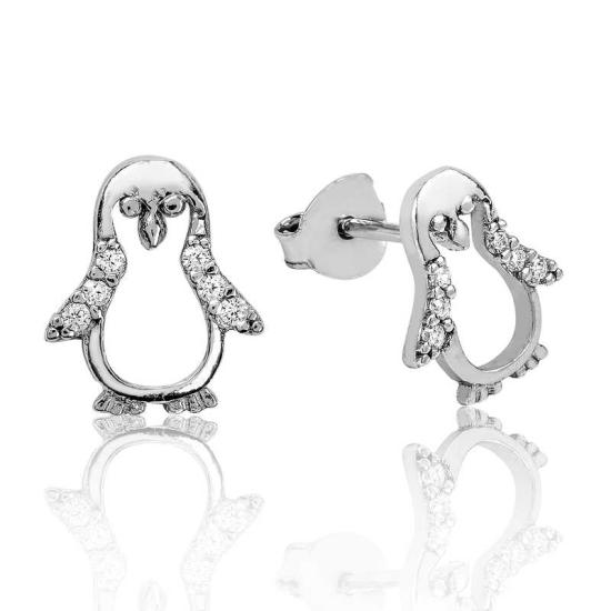Silver Penguin Stud Earrings