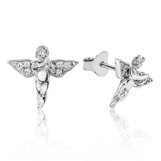 Silver Angel Stud Earrings