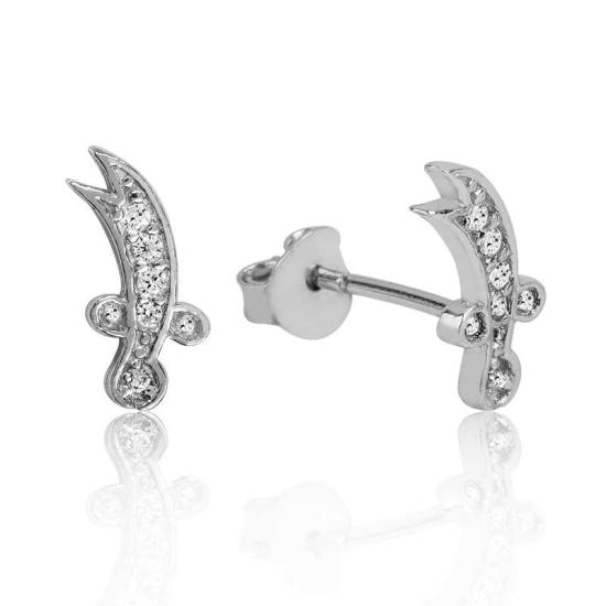 Silver Zulfiqar Sword Stud Earrings