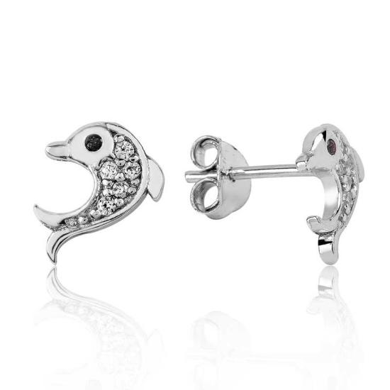 Silver Dolphin Stud Earrings