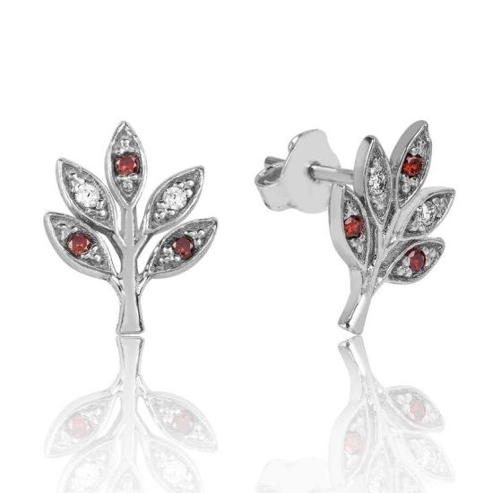 Silver Love Branch Stud Earrings