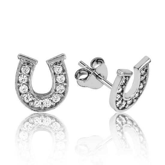 Silver Horseshoe Stud Earrings