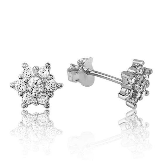 Silver Flower Stud Earrings