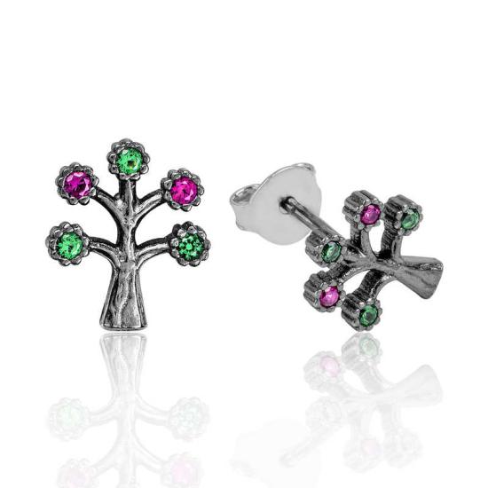 Silver Tree of Life Stud Earrings