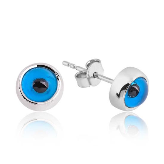 Silver Stud Eye Evil Eye Earrings