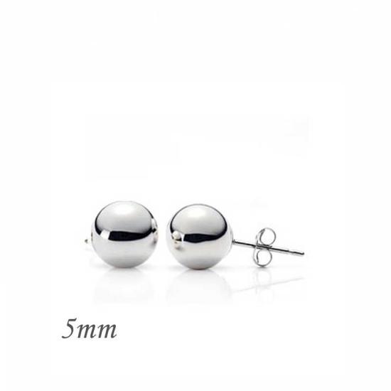 Silver Ball Earrings - 5 mm